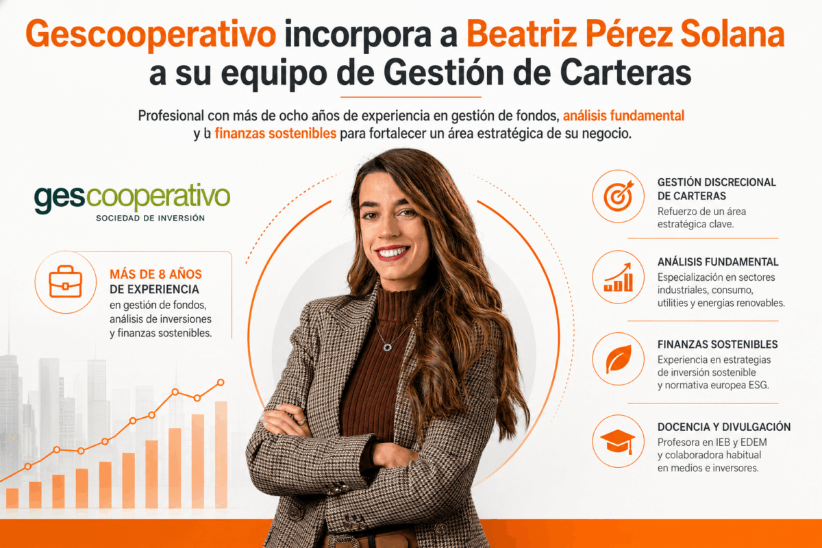 Gescooperativo incorpora a Beatriz Pérez Solana para reforzar su equipo de Gestión de Carteras