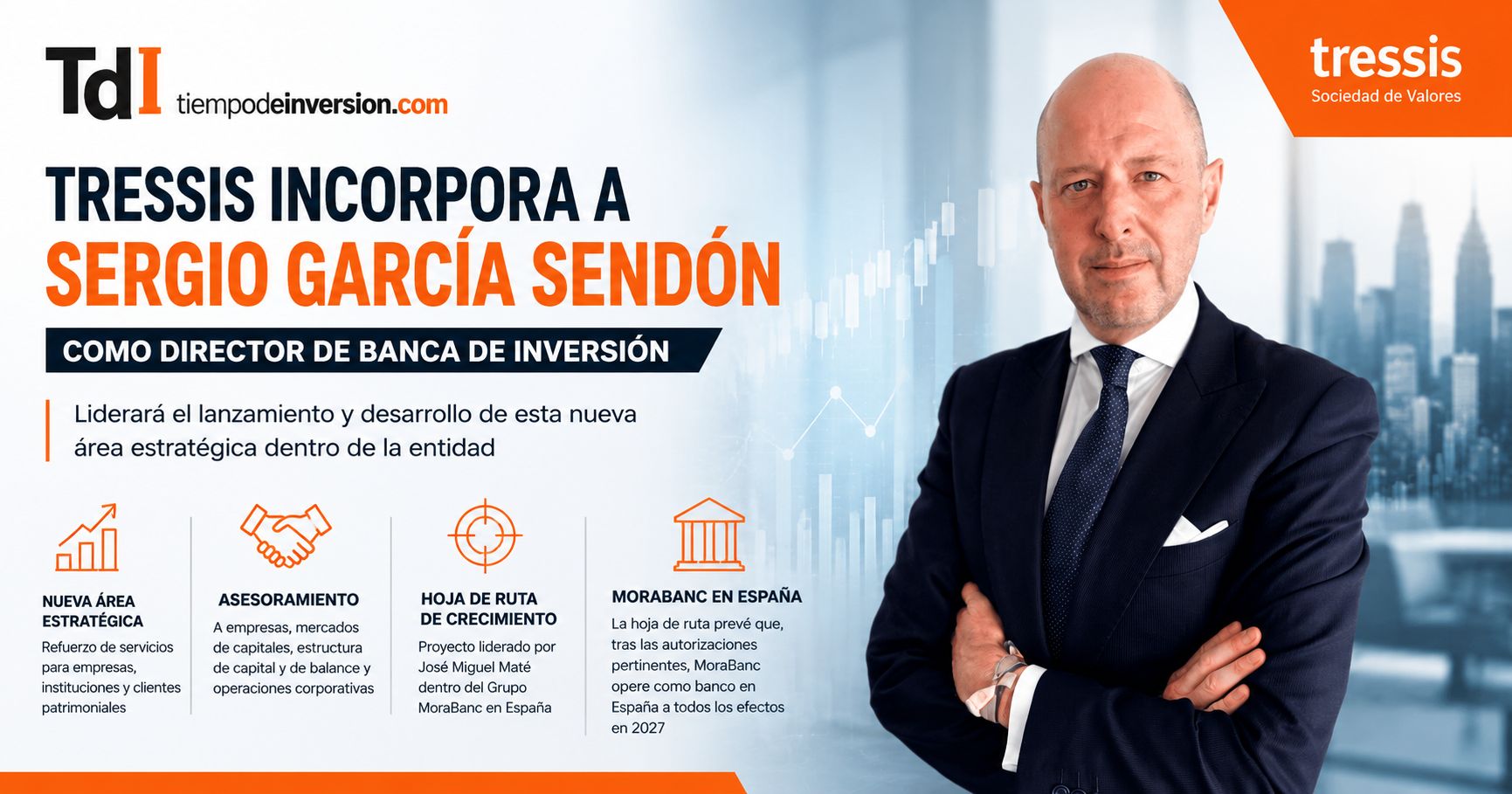 Tressis ficha a Sergio García Sendón para liderar su nueva área de Banca de Inversión
